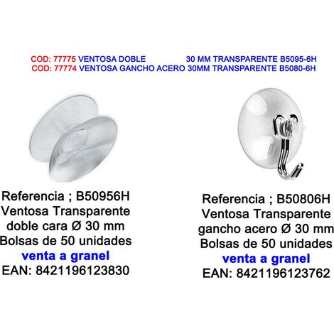 Gancio a ventosa in acciaio 30mm trasparente BRINOX B50806H sfuso