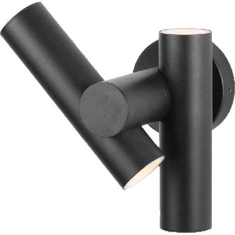 Focos de pared LED V-TAC de 2 x 6 W con doble haz ajustable 360°, color negro y blanco natural, IP44