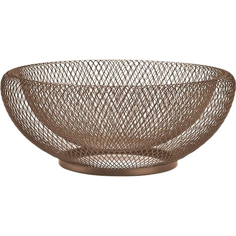 Corbeille à Fruits Maille Métal Or Rétro (25x10.5 cm), Porte-Snacks Creux pour Comptoir de Cuisine