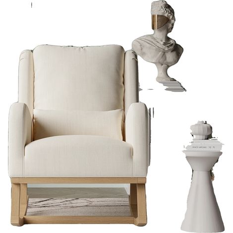 Schaukelstuhl, Polsterdesign, Ergonomische Unterstützung, Beige (1/2)