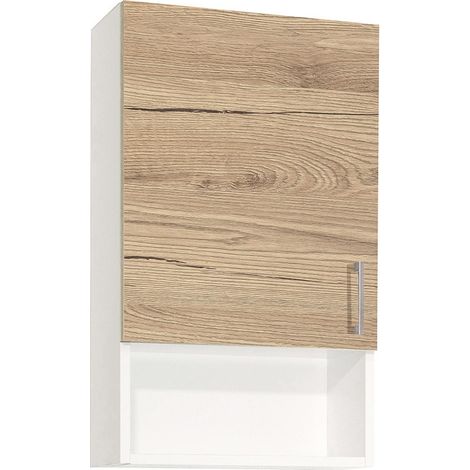 Pensile sospeso con vano a giorno e anta SX 43x22 Quercia Naturale (1/2)