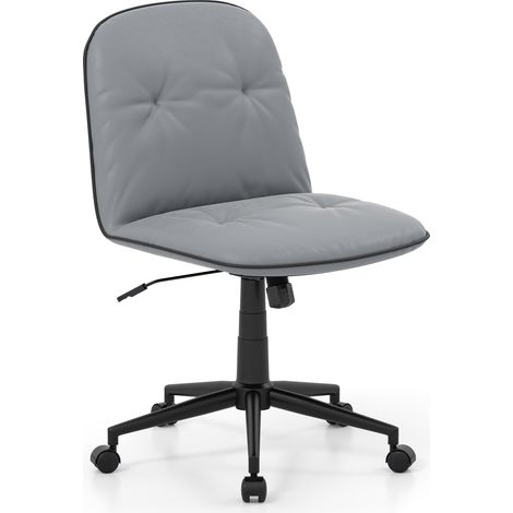 Silla de escritorio sin brazos, de piel sintética, altura regulable, gris.