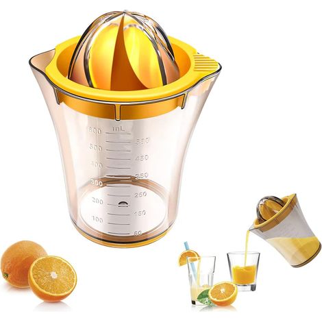 Presse-citron en plastique  Presse-oranges professionnel en plastique Presse-agrumes manuel 2 en 1 Alésoir Petit presse-agrumes en plastique avec balance pour oranges citrons et agrumes