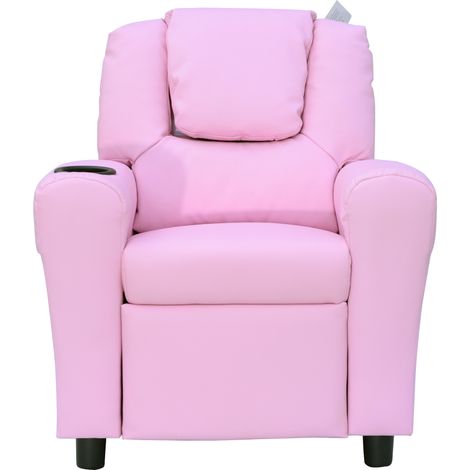 Fauteuil enfant inclinable repose-pieds porte-gobelets dossier ajustable rose 3-6 ans