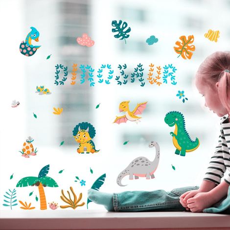 Autocollants Fenêtre - 4 Dinosaures Décoratifs Adhésifs Statiques Anti-Collision Oiseaux pour Vitres (1/5)