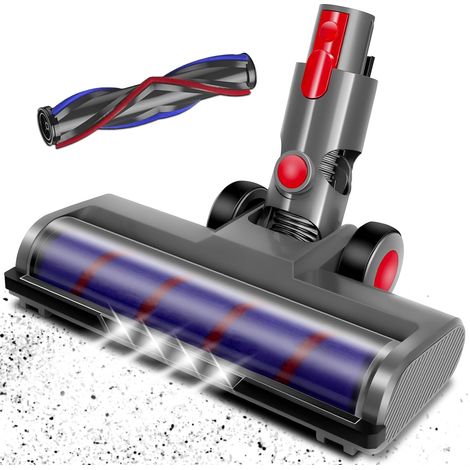 Tête de Brosse Compatible avec Aspirateur Dyson V7, V8, V10, V11, V15, SV10, SV11, SV12, Brosse avec 4 Frontales LED et Flexibilité à 180°, Tête d'aspirateur avec 2 Rouleaux de Remplacement (1/5)