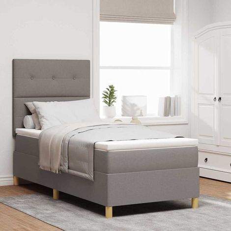 LED Boxspringbett mit Matratze Taupe 80 x 200 cm Stoff
