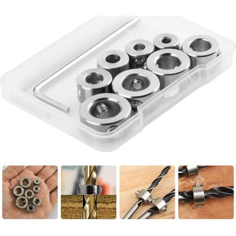 8Pcs Goujon en Acier pour Le Travail Du Bois Anneau de Localisation S'arrête Positionneur Arbre Limite Outil de Butée en Acier Inoxydable Collier de Profondeur Espacement Du (1/5)