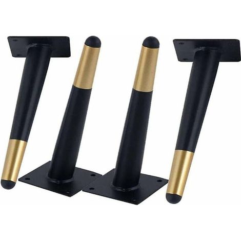 Ensemble de 4 pieds de table et d'armoire inclinés, pieds de meubles fuselés, 20 cm de hauteur, base antidérapante et silencieuse, convient aux canapés, tables et autres meubles, noir et (1/5)