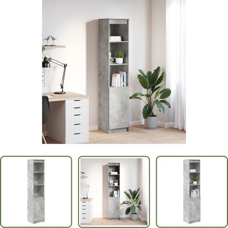 vidaXL Hochschrank - Highboard Betongrau 37,5x35x180 cm Holzwerkstoff (1/5)