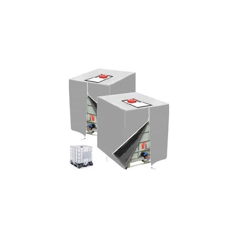 Bâche Couverture Réservoir IBC pour Conteneur IBC 1000L, 2 Pièces 210D 116 x 100 x 120 cm Bâche de Réservoir d'eau Anti-UV Anti-Pluie ( gris ) (1/5)