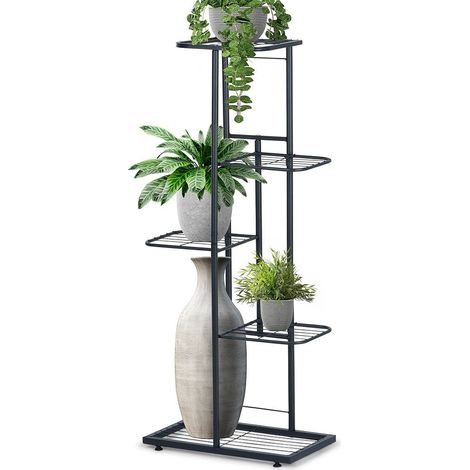 Portafiori in metallo nero a 5 livelli in stile industriale