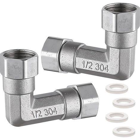 Lot de 2 raccords mobiles 1/2" en acier inoxydable 304 coudé à 90° 1/2" IG x 1/2" IG coudé DN15 90° pour installations d'eau et systèmes de chauffage central (1/5)