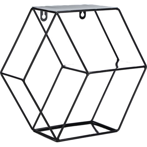 Étagères hexagonales simples en fer forgé, décoration murale pour chambre, salon ou bureau, noir (1/5)