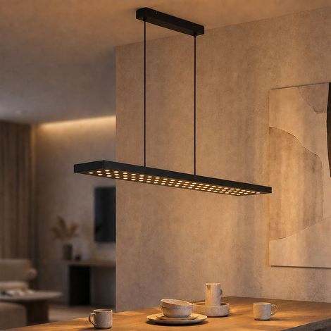 LED Hängeleuchte Pendelleuchte Esszimmerlampe Dimmbar Schwarz Metall H 120 cm (1/5)