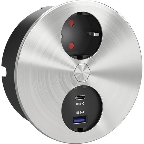 HPF Steckdose mit USB-C und USB-A, Schuko Anschluss in Edelstahl