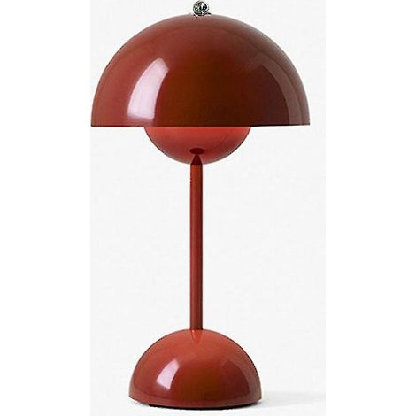 Lampe de table LED en forme de bouton de fleur, veilleuse, lampe de table champignon, style nordique, chevet, bureau, décoration simple pour chambre à coucher moderne - Prise US - Rouge vin (1/4)