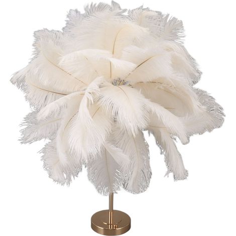 Lampe de table Feather, 3 couleurs, variateur tactile, connexion USB, lampe de chevet décorative moderne et romantique pour chambre à coucher, blanche (1/5)