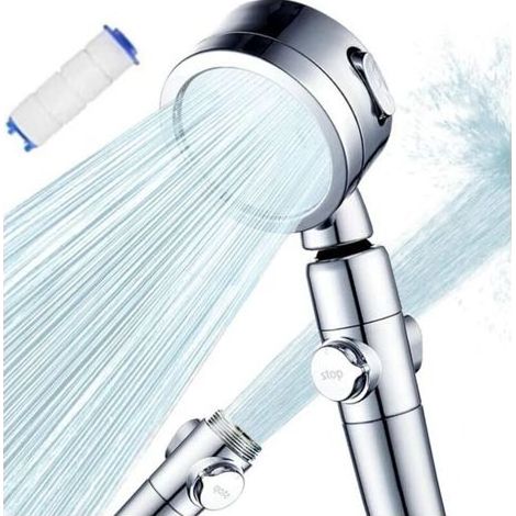Lntyq Pommeau de douche haute pression, Douchette Douche Salle de Bain Réglable à 3 Mode et interrupteur pour contrôler le débit, sprays à économie d'eau à angle réglable(258.5cm) (1/5)