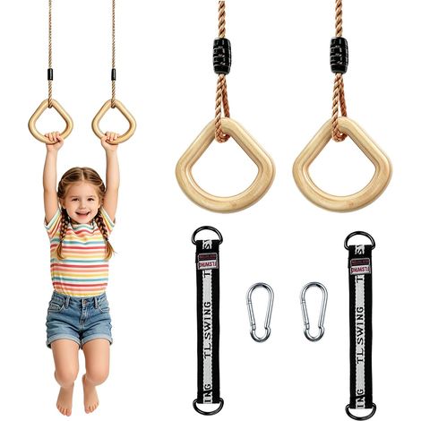 Trapèze Balançoire, Balancoire Exterieur Bois Balancoire Enfant avec Corde en Chanvre Réglable Jeux Jardin Extérieur Intérieur Gymnastique Intérieure Et Extérieure pour Enfants (1/5)