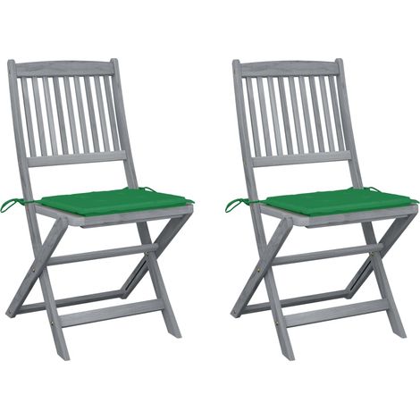 Klappbare Gartenstühle 2 Stk. mit Kissen Massivholz Akazie (1/5)