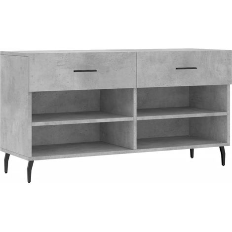 Banc à chaussures bottes commode étagère meuble entrée rangement 102 x 35 x 55 cm bois d'ingénierie gris