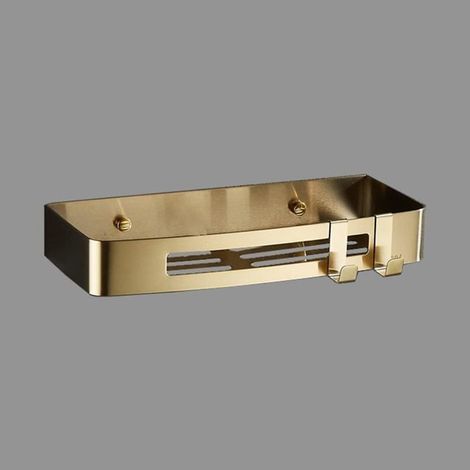 Étagère Douche Dorée Brossée-1pc, Dorée,1 Layer, Mural Rangement Salle Bain, Quincaillerie Salle Bain Aucunely (1/4)