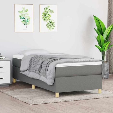 Estructura de cama con somier tela gris oscuro 80x200 cm (1/5)