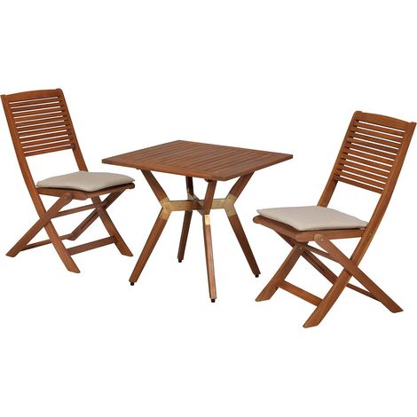 Bali Set 5tlg Akazie Bistrotisch 70 x 70 cm