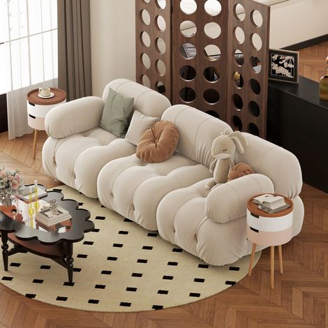 Juego de 2 mesas de centro multiusos, mesa de centro de 3 niveles con 2 compartimentos de almacenamiento y bandeja superior, mesas bajas con patas de madera de pino para sala de estar y salón, multico