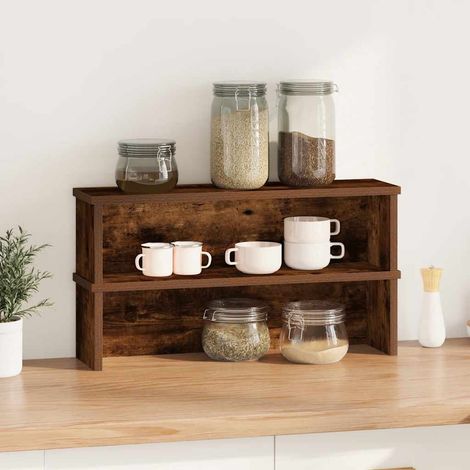 Pensile da Cucina Scaffali da Cucina Impilabili 2 pz Rovere Fumo 60x15x16 cm (1/5)