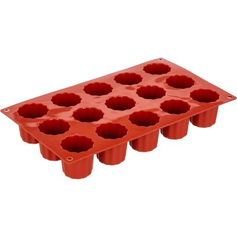 Silikomart SF059 Stampo in Silicone per Monoporzioni MIDI CANNELÈ, Antiaderente, 15 cavità, Confezione da 1 Stampo per Dolci, Ø 45 h 45 mm, Made in Italy