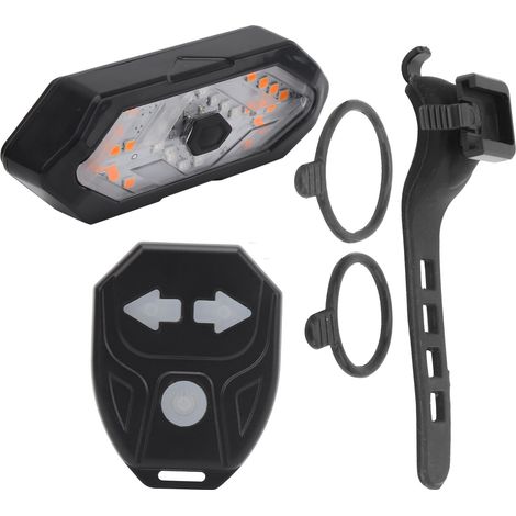 Ferngesteuertes Fahrradrücklicht, wiederaufladbar über USB, mit eingebautem Lautsprecher und integrierten Blinkern. (1/5)