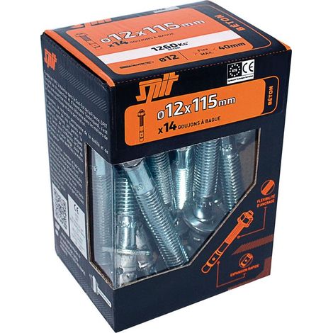 Paquete de 14 tacos de pared SPIT con tornillos, 12 x 115 mm SPIT