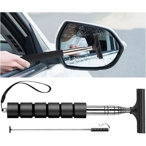 Window Squeegee, Telescopic Shower Squeegee, Retractable Car Window Scraper, Hanging Rearview Mirror Wiper (Black) (1/4)