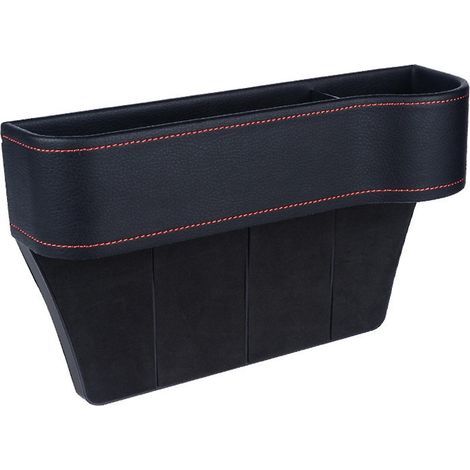 Car Seat Gap Filler Organizer Storage Box Between Front seat Auto Premium PU Leather Console with Cu-Right Side-Black (1/4)