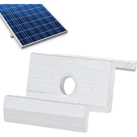 Pinces pour Panneaux Solaires Blocs Intermédiaires en d'Aluminium Bride de Fixation PV pour Sol Pour extérieur, jardin, toit, sol, bateau, remorque, cabane, (1/5)