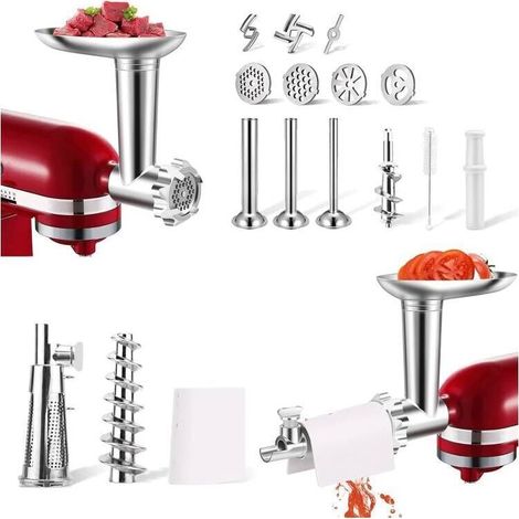 Ensemble de passoire à fruits et légumes avec accessoire de broyeur d'aliments pour batteur sur socle Presse-agrumes de fruits frais Accessoire de passoire à légumes Hachoir à viande, Machine à sauce (1/5)