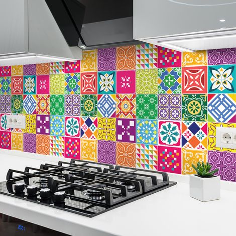 Sticker Mural Carrelage adhésif Cuisine Salle de Bain - 24 STICKERS CARRELAGES AZULEJOS PRINCELIA - 24stickers10x10cm (1/5)