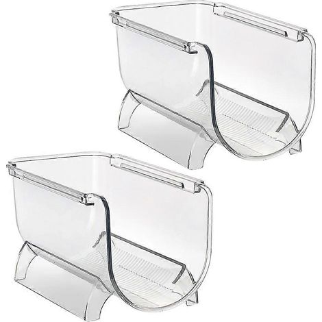 Lot de 2 supports à bouteilles de vin empilables, style tiroir, transparents (1/4)
