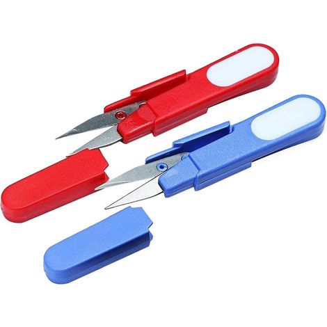 Lot de 2 mini ciseaux à ressort en forme de U avec capuchon (couleur aléatoire) (1/5)