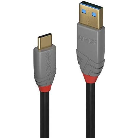 LINDY USB-Kabel USB 3.2 Gen2 (USB 3.1 Gen2) USB-C® Stecker, USB-A Stecker 0.50 m Schwarz, Grau 369 (1/3)