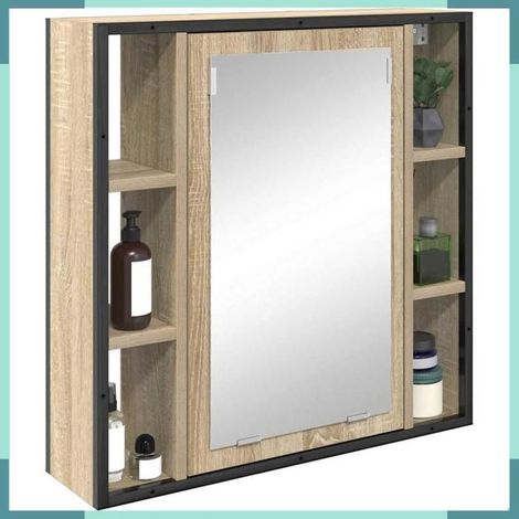 868040 Armoire Miroir Chêne Sonoma 60 x 16 x 60 cm Bois d'ingénierie (1/5)