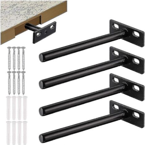 Support d'étagère flottante, 4 ou 6 pièces, métal invisible, fixation dissimulée renforcée, bois invisible 10 mm - JV [DB]-AquaForge (1/5)