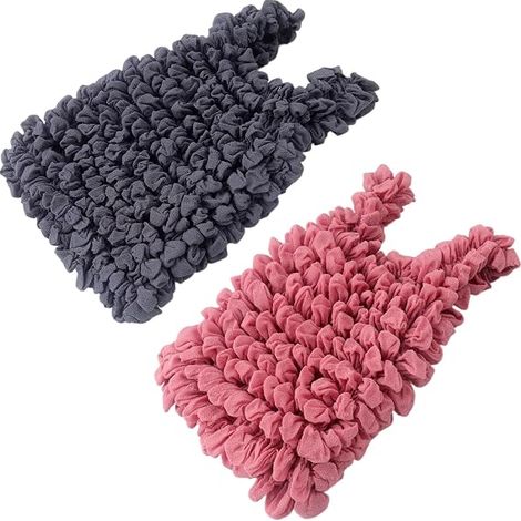 Lot de 2 (rose/gris, Enlarged)sacs à provisions réutilisables extensibles pliables de Sacs fourre tout d'épicerie Sacs fourre tout multifonctions (1/5)