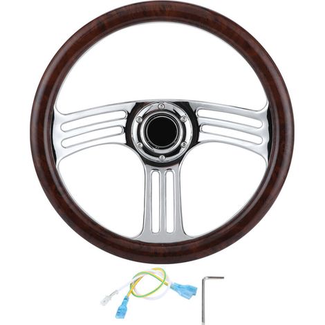 July Gift 14 inch steering wheel, easy to install 3-spoke steering wheel, rustproof Durable Fits boss kits Fits short hubs Set of 6 bolts for most. (1/5)