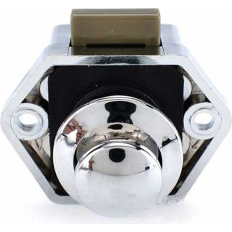 Serrure à bouton-poussoir pour porte de placard de camping-car, caravane ou fourgon aménagé.