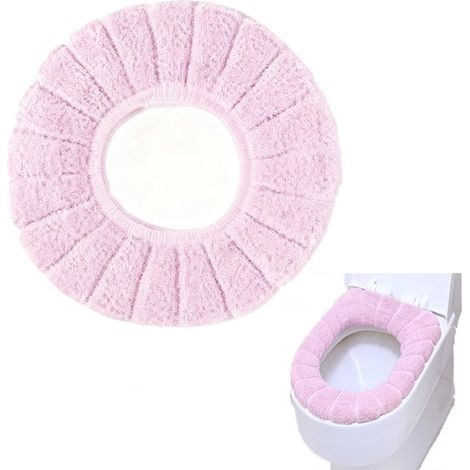 Housse de siège de toilette en peluche, housse de siège de toilette chaude, housse de siège de toilette tricotée, élastique, chaude et confortable, amovible et lavable pour salles de bains et (1/5)