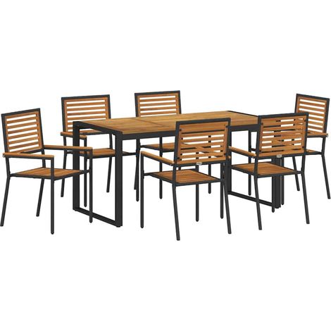 Set da Pranzo per Giardino 7 pcs Nero e Marrone polyrattan vidaXL