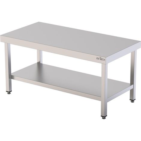 Table centrale basse - Inox AISI 304 - Avec étagère - 700x600x600 mm - Arilex (1/4)